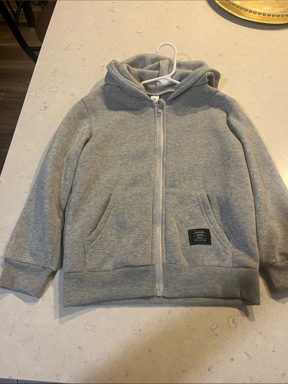 Kids' Grey Zip-Up Hoodie - Soft Fleece Hooded Jacket